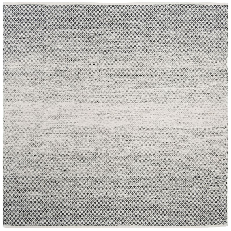 SAFAVIEH Handmade Flatweave Montauk Geert Cotton Rug - 8' x 8' Square - Black/Ivory