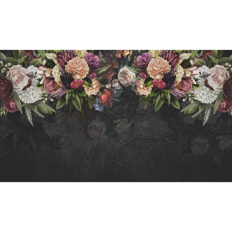 GK Wall Design Dark Floral Soft Rose Peony Blossom Peel&Stick Wallpaper