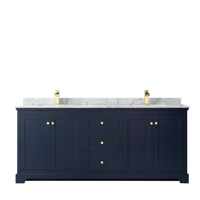 Avery 80-inch Double Vanity, Marble Top, Square Sinks, No Mirror