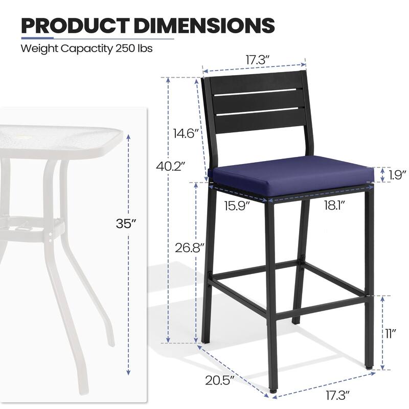 2/4PCS Outdoor Barstools with Cushion