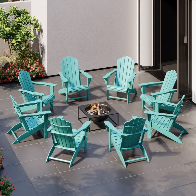 Aderson Outdoor Poly Adirondack Chairs with Cupholders (Set of 8)