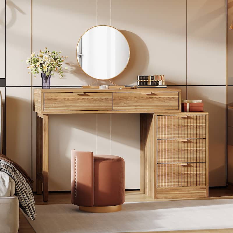 51-Inch Modern Makeup Vanity Desk with Reversible Drawer Cabinet