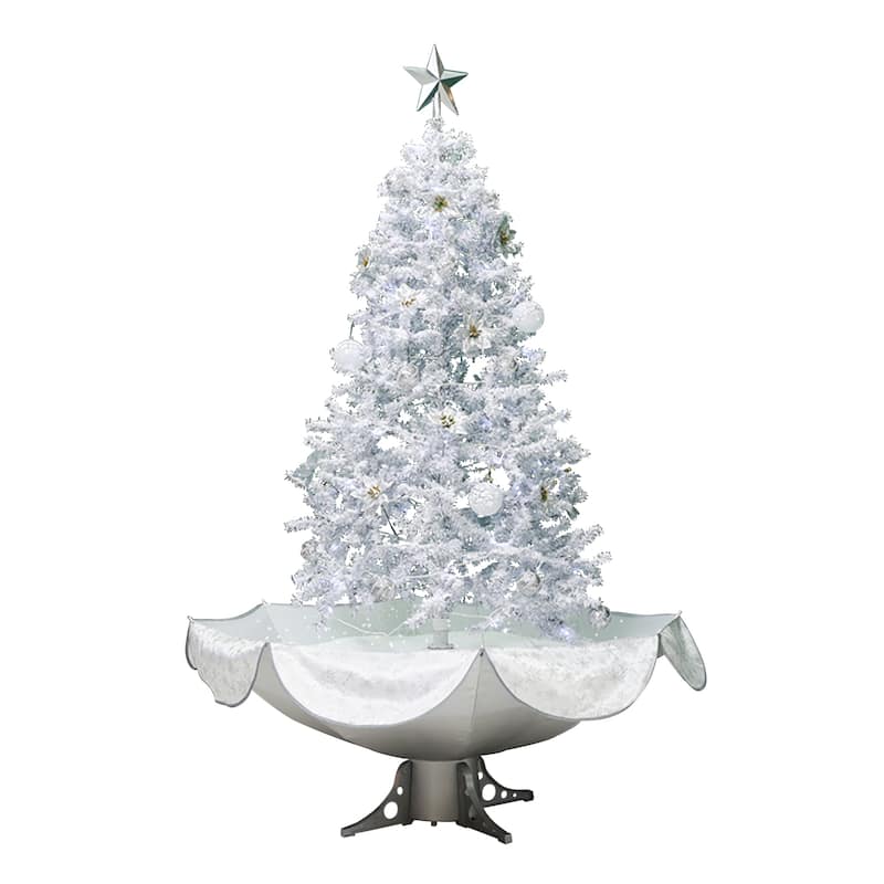 6' Lighted Musical Snowing Artificial Tinsel Christmas Tree White LED Lights