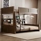 preview thumbnail 2 of 16, Full XL over Queen Bunk Bed with Storage Cabinets and USB Ports, Antique Wood Color