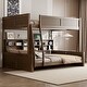 preview thumbnail 13 of 23, Wood Full XL over Queen Bunk Bed with Shelves, Storage Cabinets, USB Ports, Bunk Bed Frame w/Slats Support, No Box Spring Needed Natural