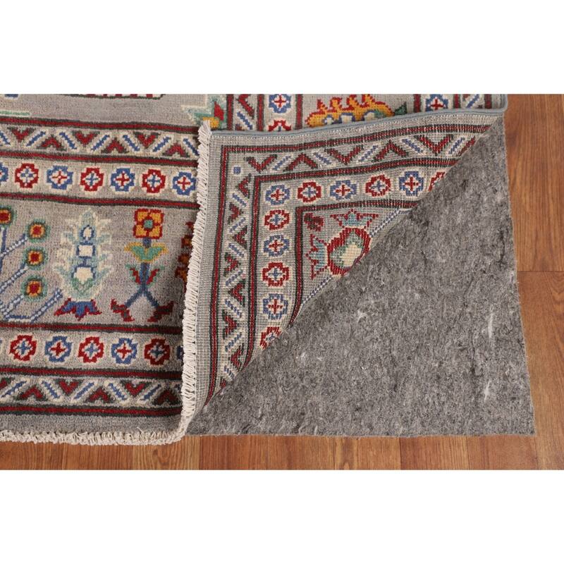 All-Over Gray Kazak Oriental Area Rug Hand-Knotted Wool Carpet - 8'5" x 11'9"