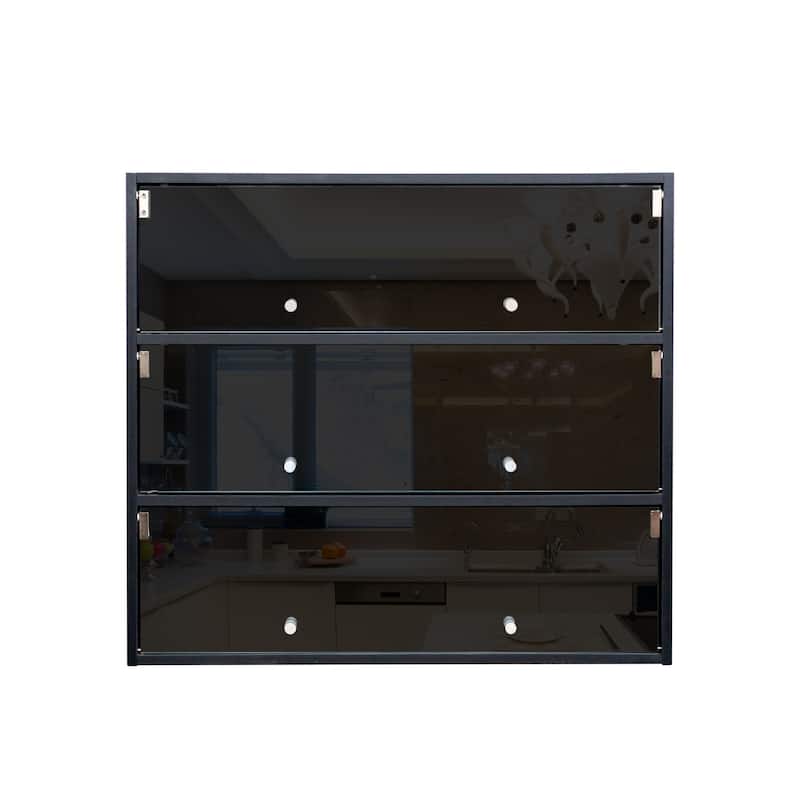 Shoe Box with LED Light, 3 Tiers Glass Door Shoe Cabinet, Shoe Organizer Storage Box Shoe Rack, Up to 9 Pairs of Shoes
