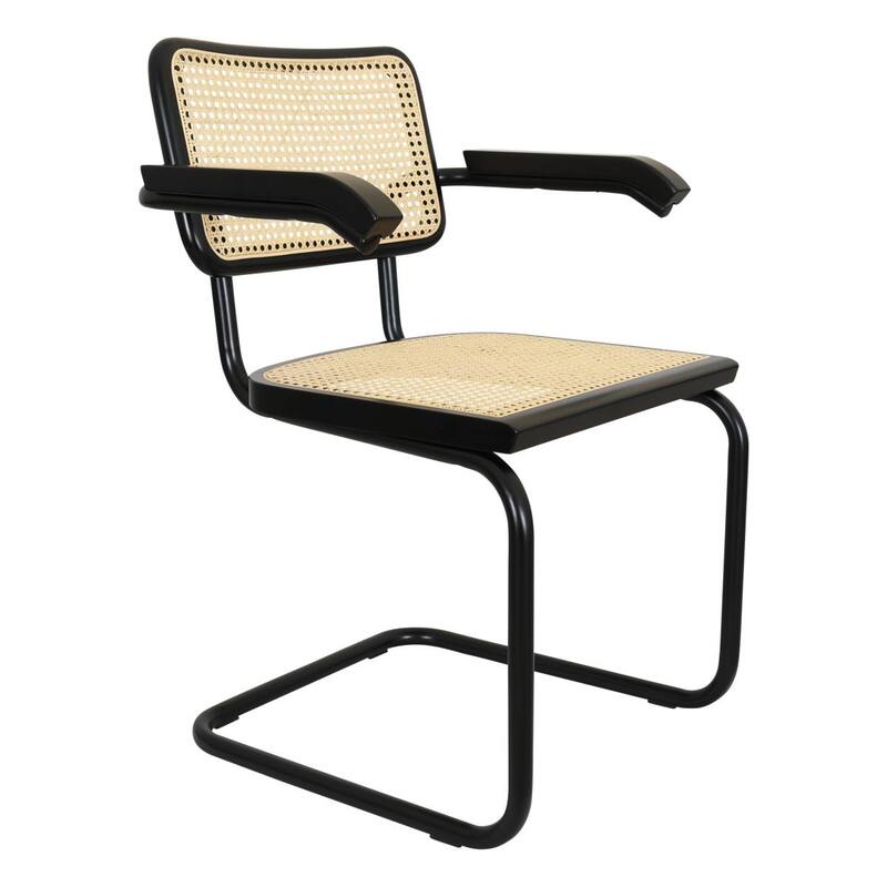 Breuer Chair Company Marcel Breuer Cesca Cane Cantilever Armchair Arm Chair w/ Black Steel Frame (Various Wood & Cane Colors)