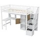 preview thumbnail 33 of 32, Wooden Loft Bed Twin Size High Loft Bed with Light, Cabinets and Storage Shelves, All-in-One Bed Frame with Staircase and Desk