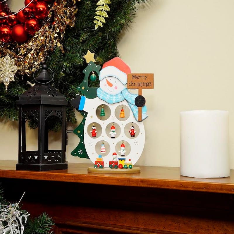 Snowman Cut-Out Ornament Holder "Merry Christmas" Decoration - 10.25"