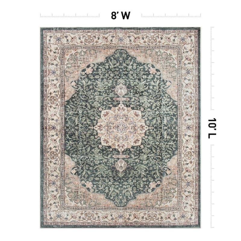 World Rug Gallery Traditional Oriental Medallion Washable Non Slip Area Rug