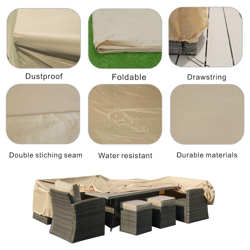 Patio Furniture Covers Waterproof, Outdoor Sectional Sofa Set , Patio Table and Chair Set Cover 106''L x 106''M x 28''H