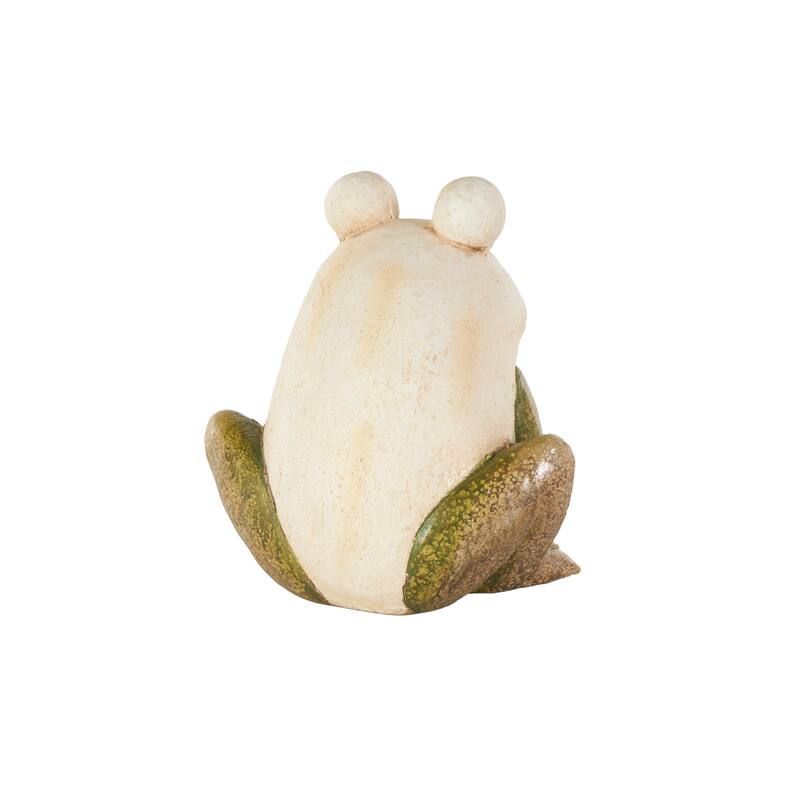 Magnesium Oxide Frog Garden Sculpture with Brown and Green Accents - Cream - Roche River Decor