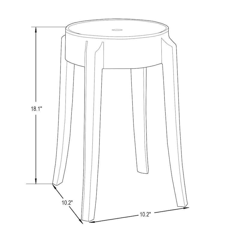 LeisureMod 18" High Backless Acrylic Counter Stool with Round Seat and Foot Rest for Home Dining Room and Kitchen - 18.1"