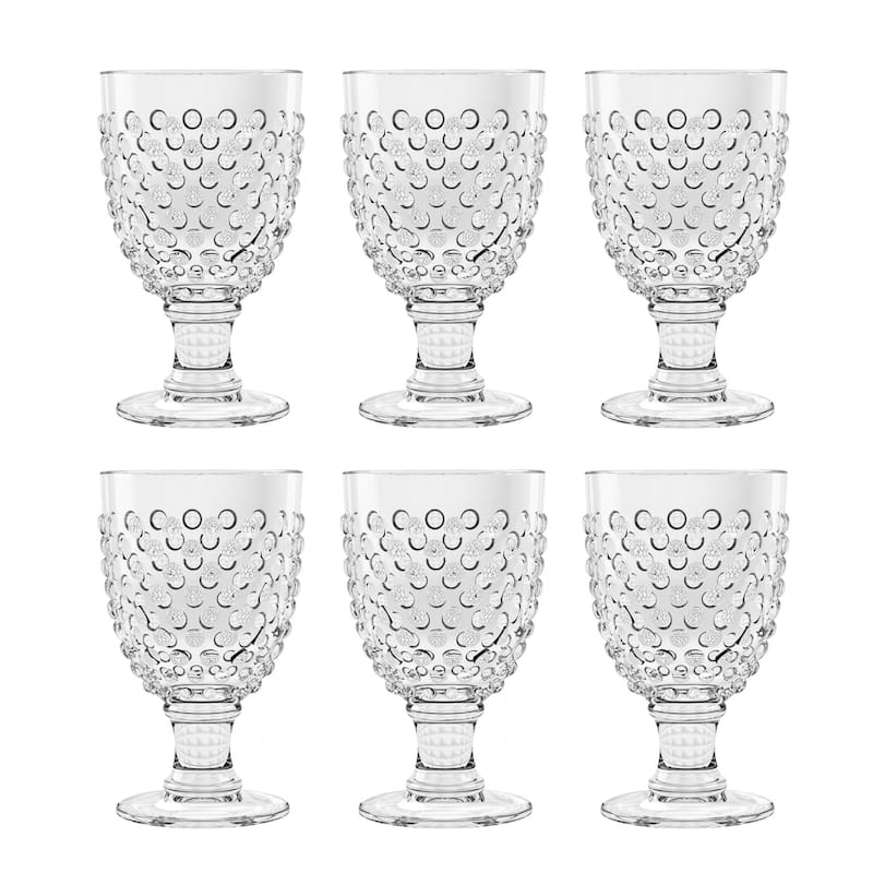 Abode Homewares Hobnail Acrylic Wine Glass - 17 oz - Set of 6 - Clear
