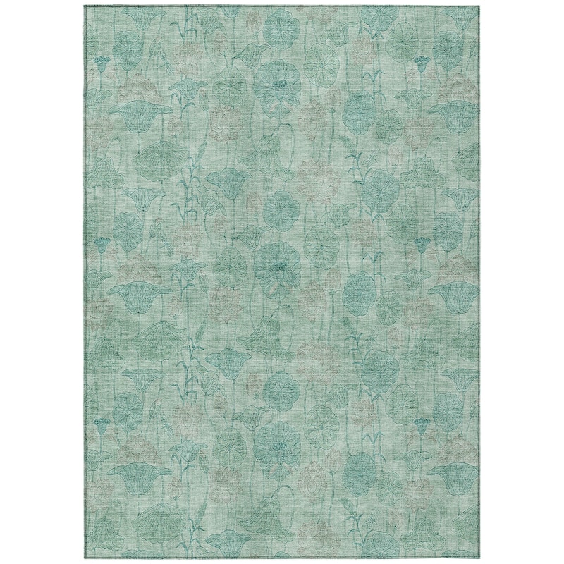 Machine Washable Indoor/Outdoor Modern Floral Chantille Rug