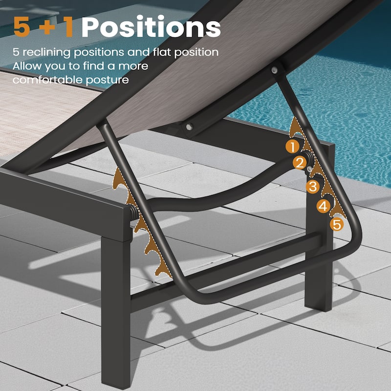 Outdoor Patio Adjustable Chaise Lounge Chairs