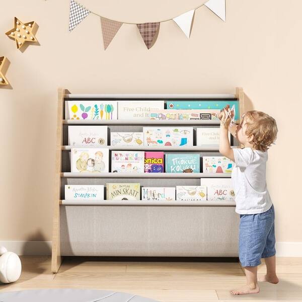 slide 2 of 6, Hansabenne Humble Crew Kids Sling Bookshelf Book Organizer Book Shelf for Kids Room Wood