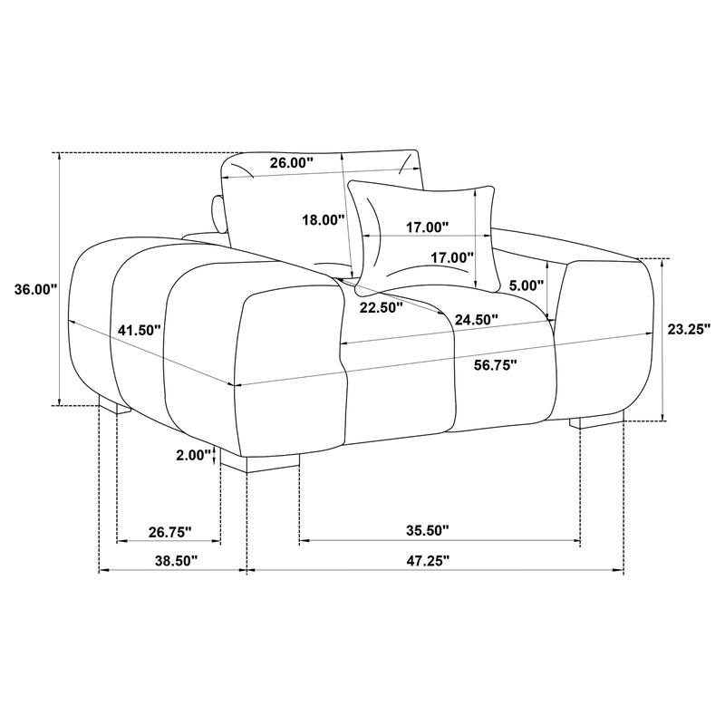 Octavia Upholstered Track Arm Accent Chair - 54.75" x 41.75" x 35.5"