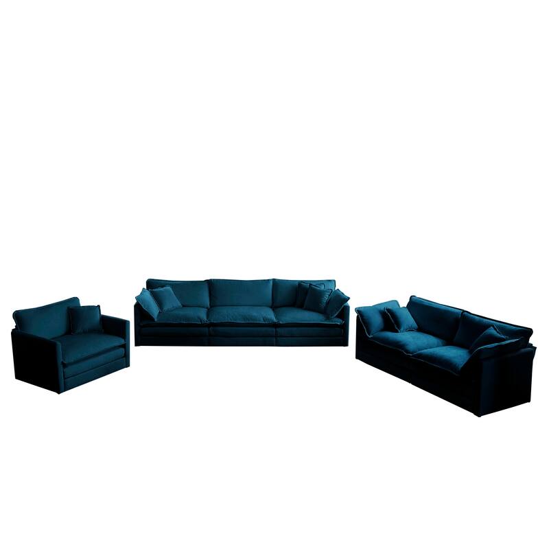 6-Seat Chenille Sectional Sofa Set (3+2+1) with Deep Seats