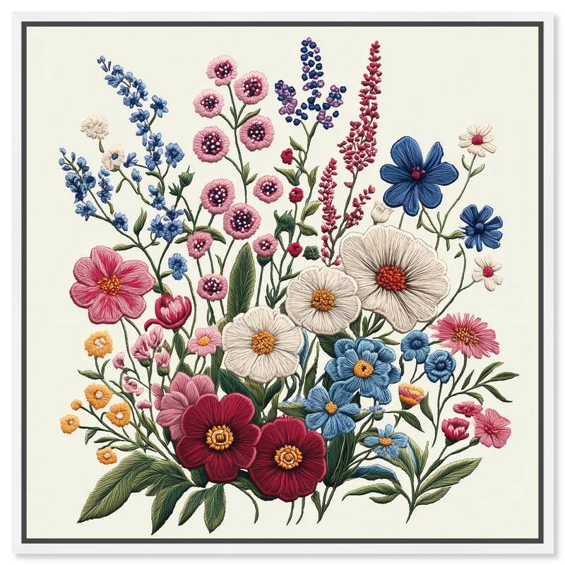 Wildflower Weave Canvas by Art Remedy - White - 24" x 24"