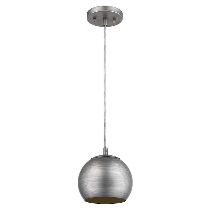 HomeRoots Light Gray and Gold Hanging Dome Light - 7' X '5.75' X '7