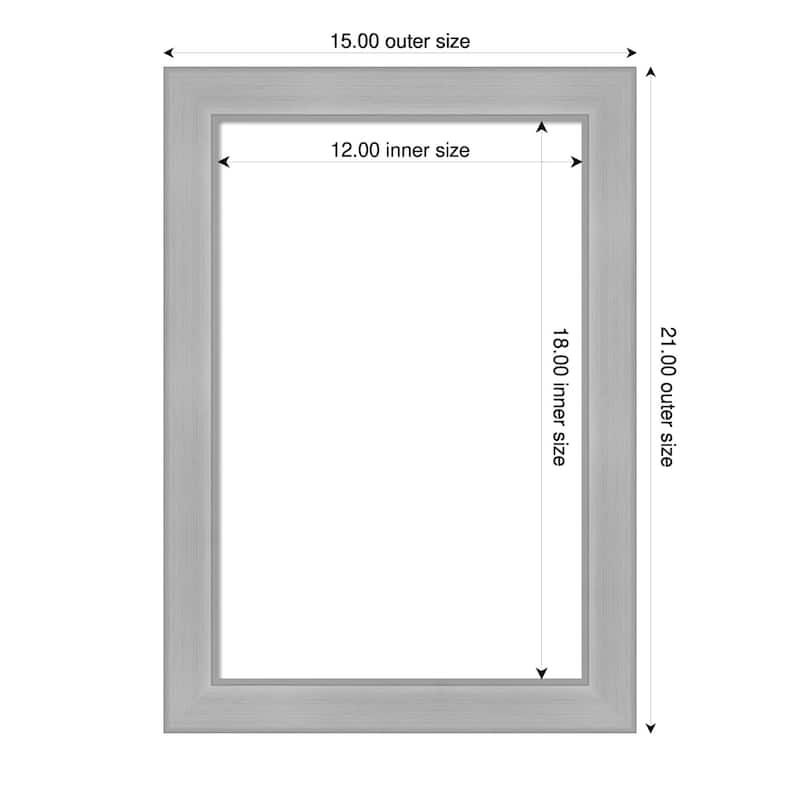 Amanti Art Vista Brushed Nickel Narrow Framed Dry Erase Magnetic Board - 15 x 21 in