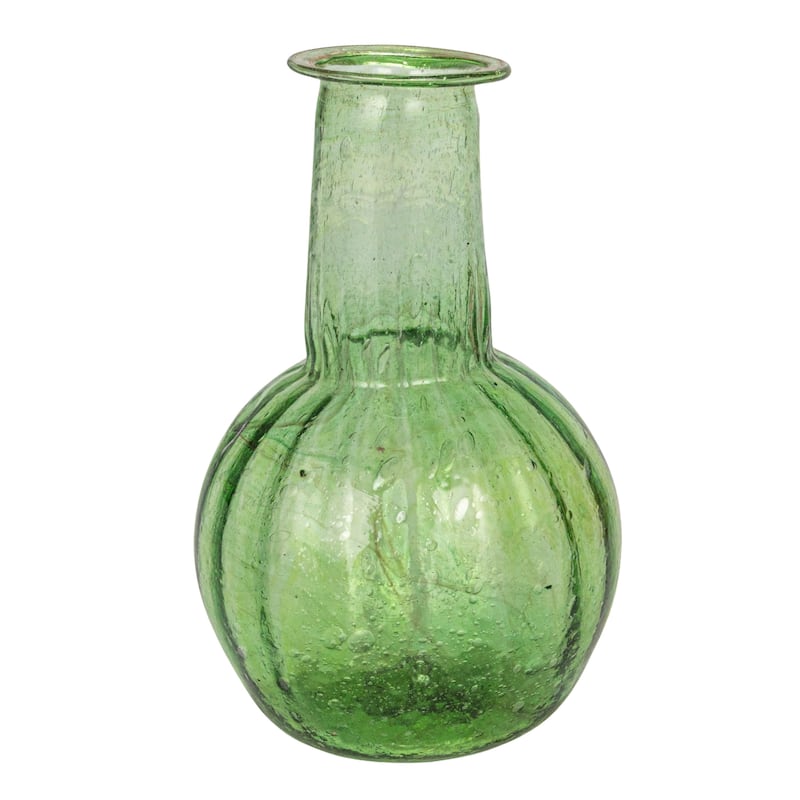 Various Embossed Reclaimed Glass Vases, Set of 4