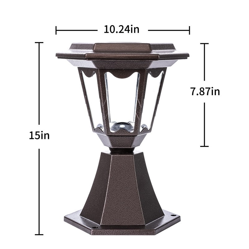 Outdoor Solar Brown Metal Integrated LED Post Light 1 Pack Bed Bath