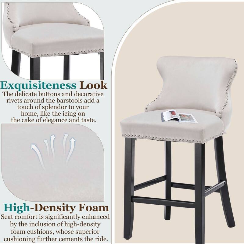 Upholstered Wing Back Bar Stools (Set of 6)