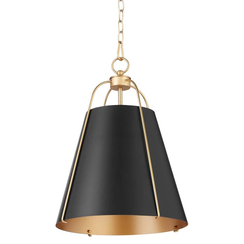 Quorum International 861-1 Ellen 15" Wide Pendant - Matte Black / Aged Brass