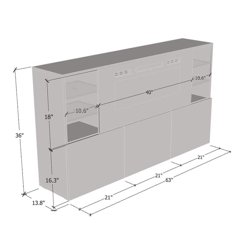 Komi WH03 63-inch Modern Electric Fireplace Sideboard