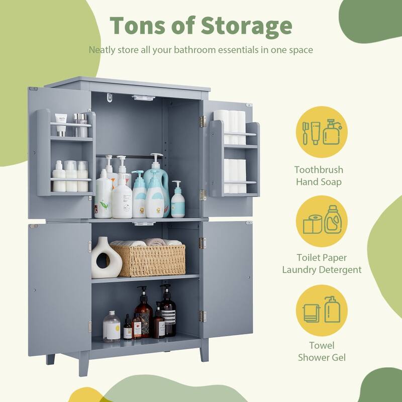 23.6 in. W x 43.3 in. H MDF Freestanding Linen Cabinet with Adjustable Shelves