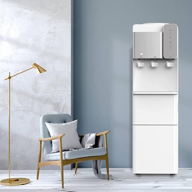 2-in-1 Top Loading White 27lbs/24h Water Dispenser Cooler with Built-in Ice Maker