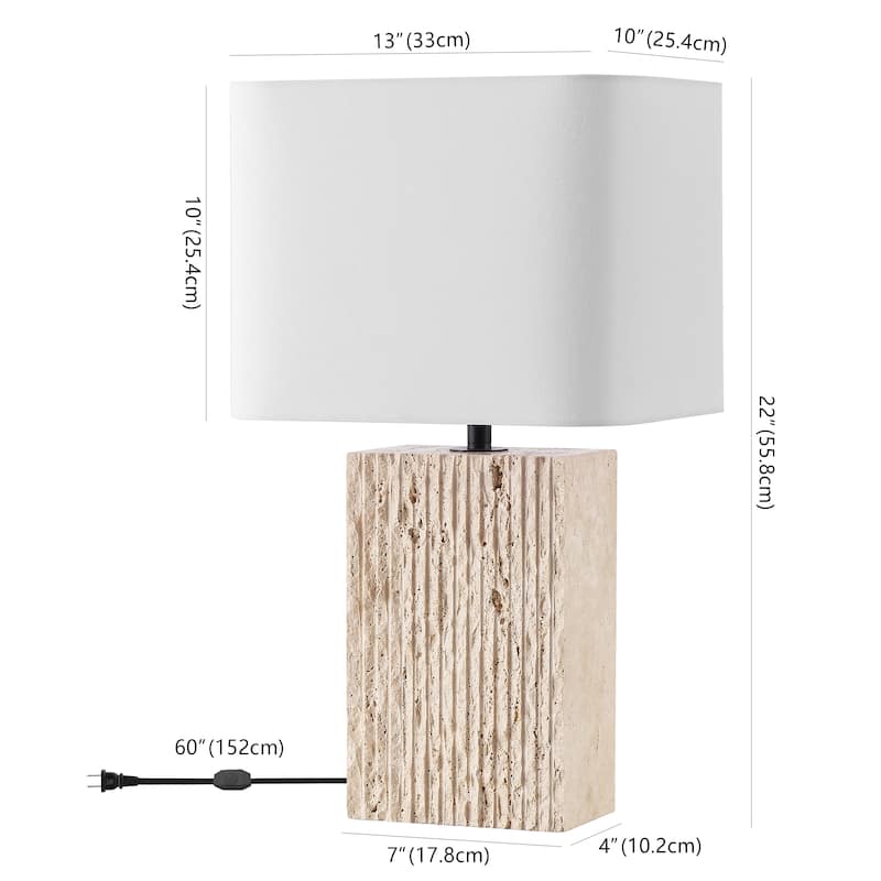 SAFAVIEH Couture Henry Travertine Table Lamp - 12"W x 12"D x 22"H