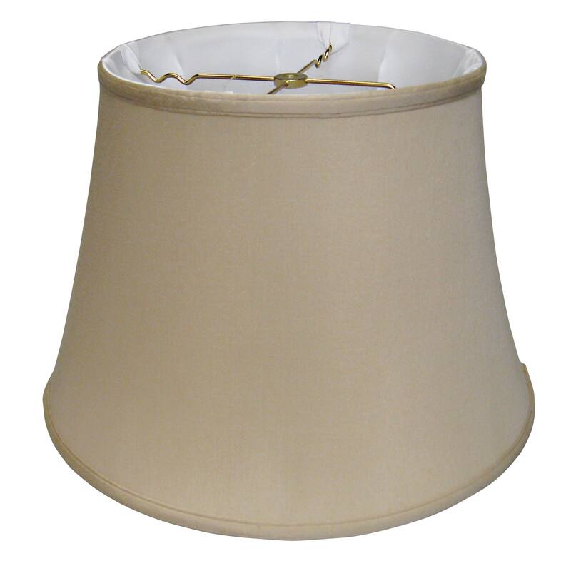 HomeRoots 16" Greige Sloped Euro Bell Pongee Shantung Lampshade - 16