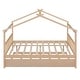 preview thumbnail 31 of 34, Full Size Wooden House Bed with Twin Size Trundle Bed Frame for Kids, Teens, Girls, Boys No Box Spring Needed, Easy Assembly