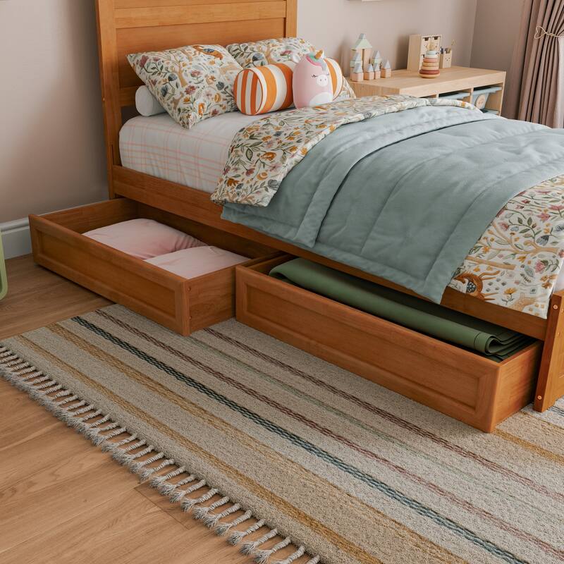 Aveline Wood Platform Bed with Matching Footboard & Storage Drawers