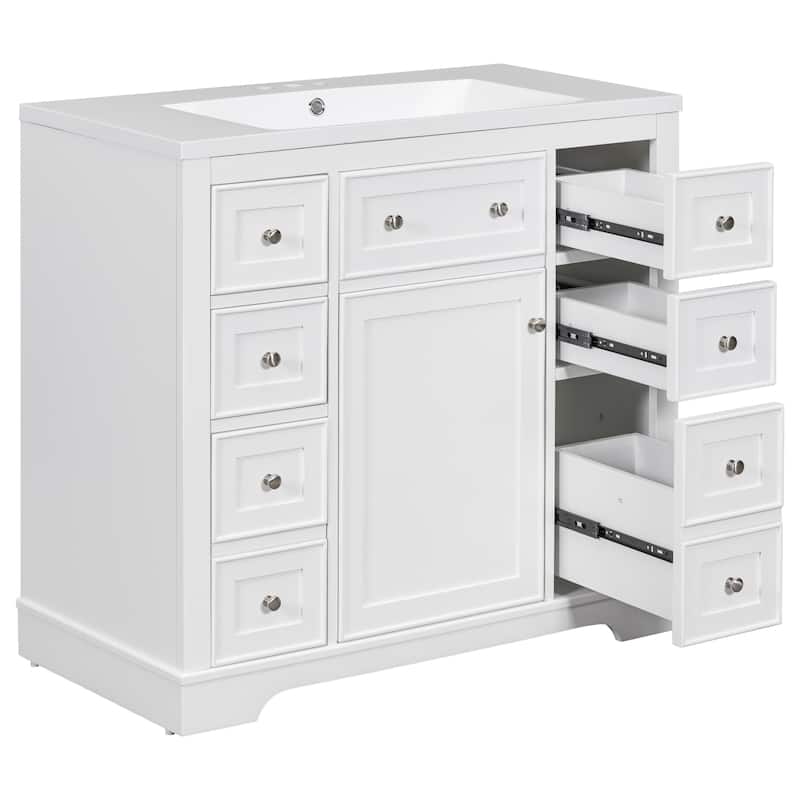 Roomfitters 36" Bathroom Vanity with Sink Combo, Cabinet with 6 Drawers and Door, Solid Wood, MDF Board
