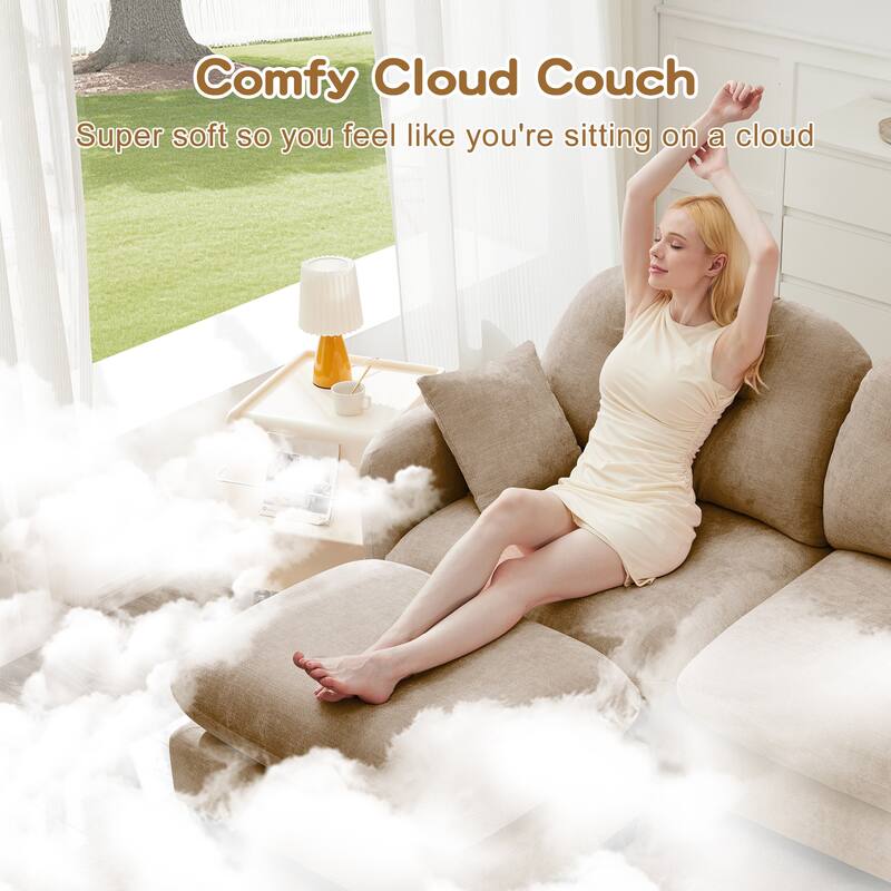 74" Loveseat Sofa, Modern Chenille Deep Seat Sectional Couch for Living Room, Tufted Backrest Love Seat with Pillows