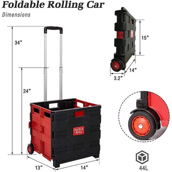 Collapsible Grocery Storage Transit Utility Hand Cart - 55 lbs Capacity ...