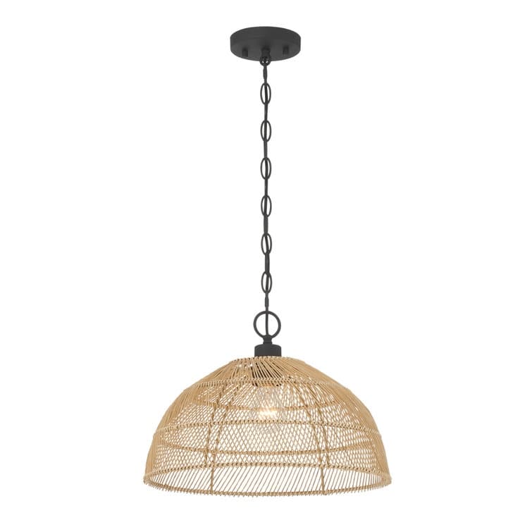 Acroma 1 - Light Hand-Woven Rattan Dome Pendant Light - 1-light