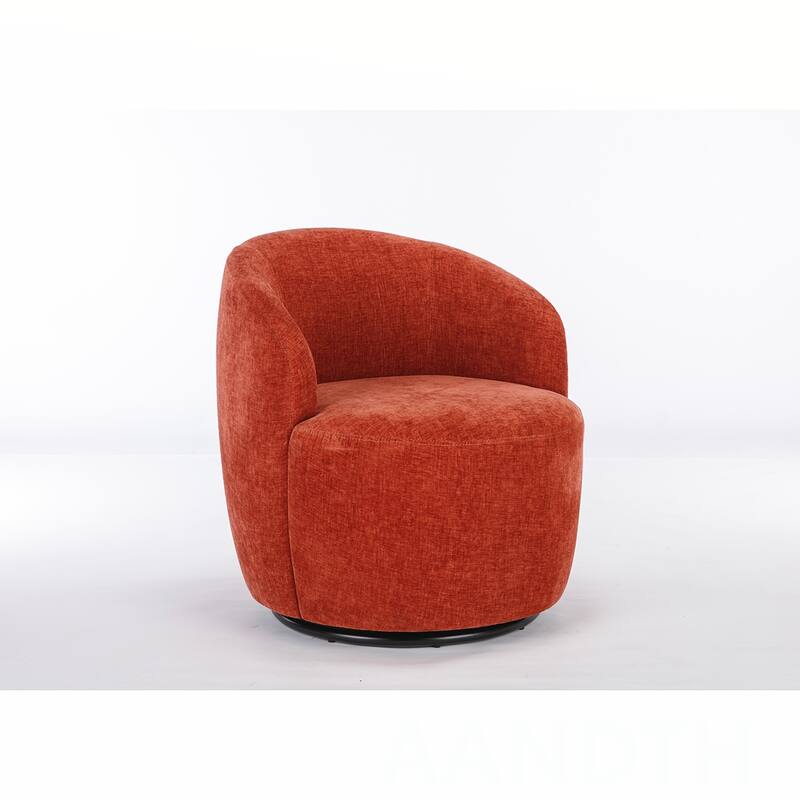 Chenille Swivel Barrel Chair