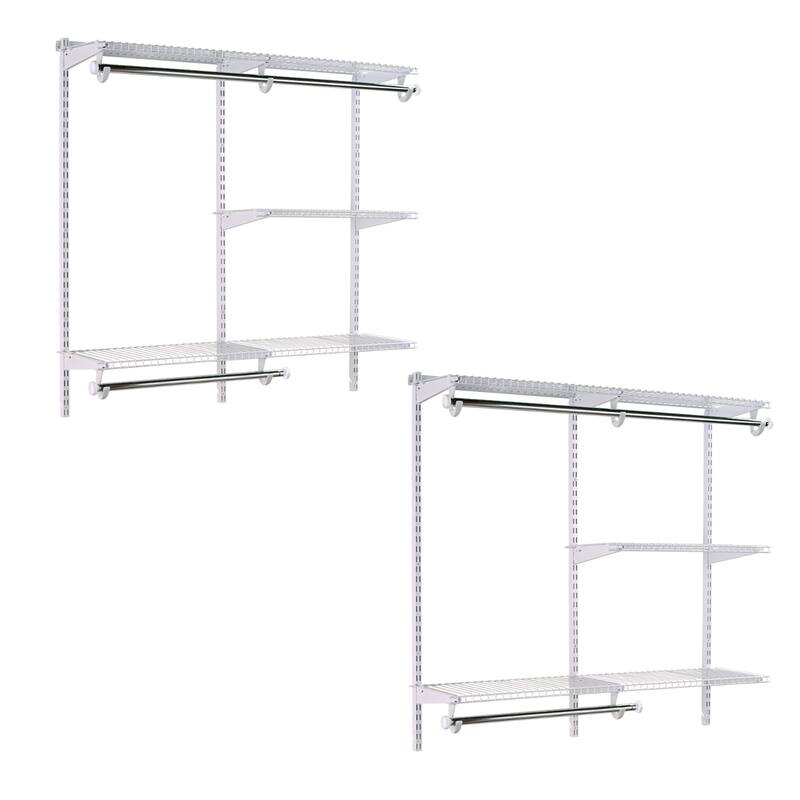 Rubbermaid Configurations 4 to 8 Ft Custom Closet Organizer Kit, White (2 Pack) - 70