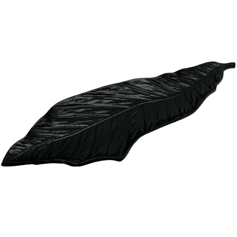 21 Inch Wide Decorative Handmade Aluminum Modern Leaf Tray - 21 x 7 x 1.5 in