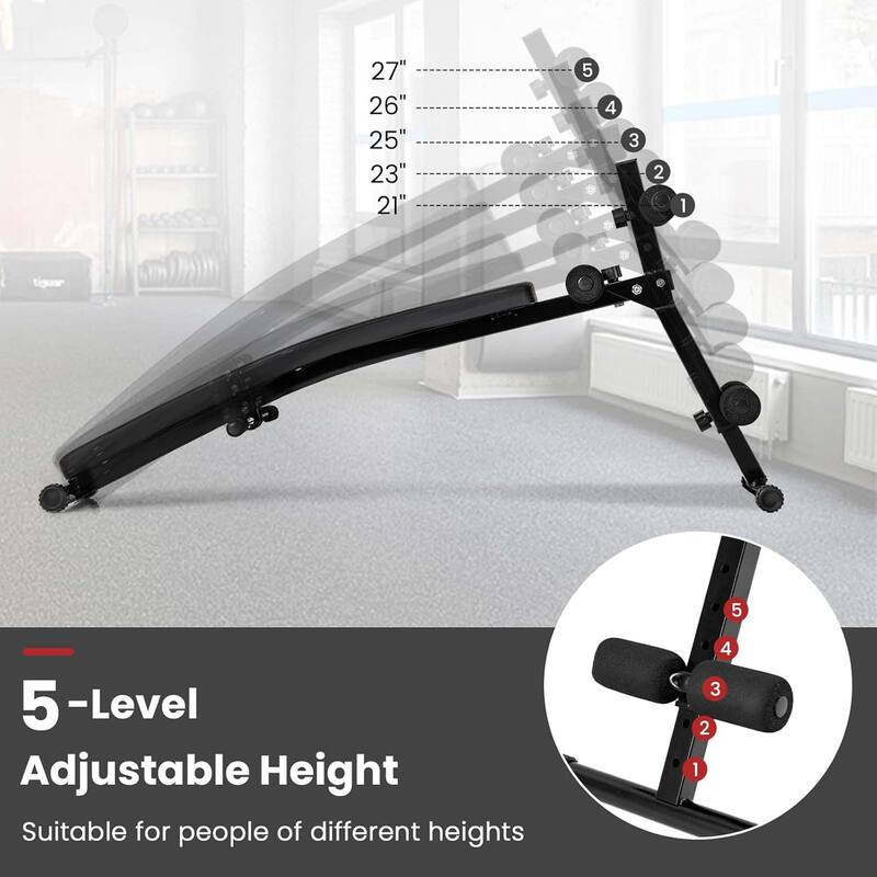 Sit Up Bench Foldable Ab Bench w/5-level Adjustable Height