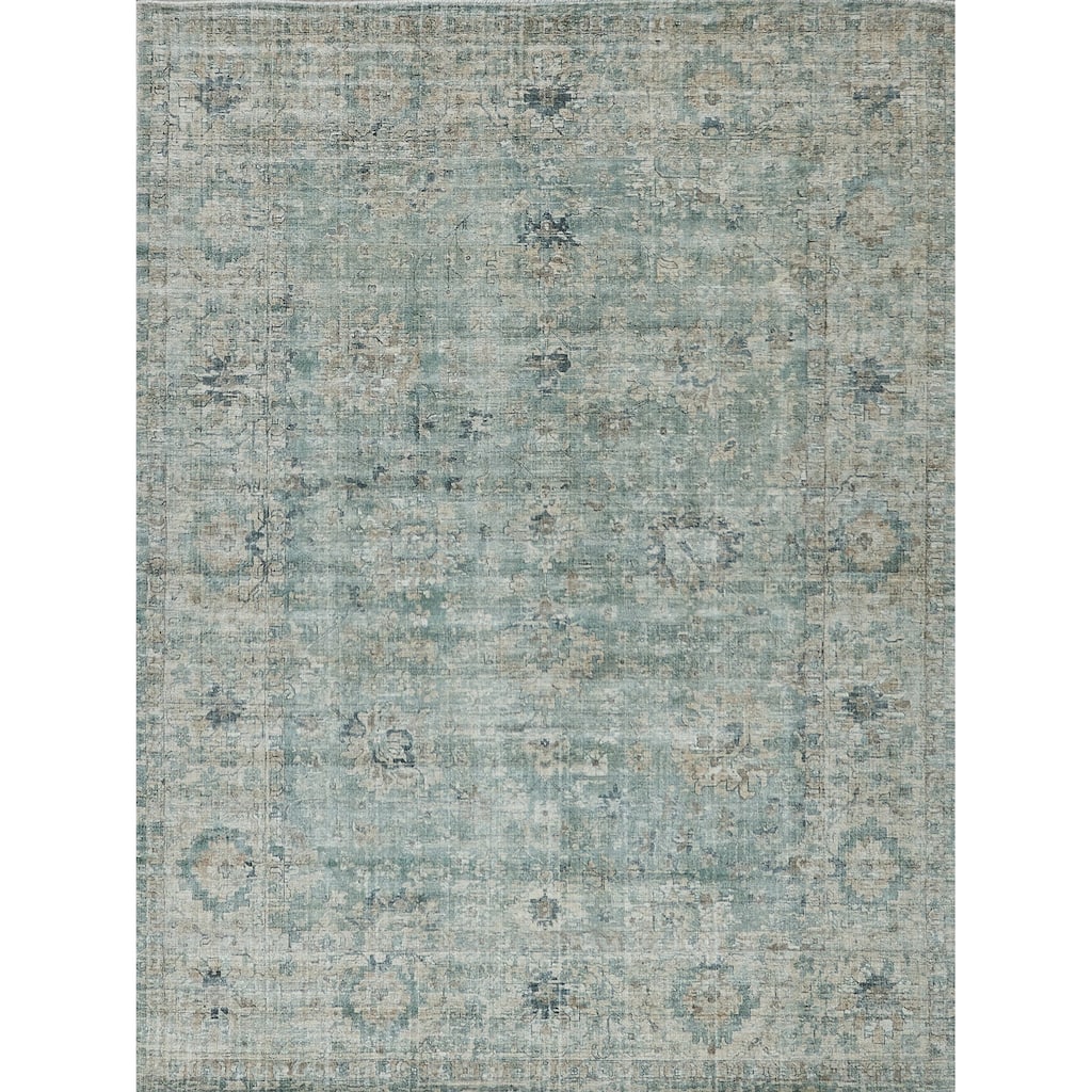 EXQUISITE RUGS Kensington Hand-loomed Wool/Bamboo Silk Blue Area Rug