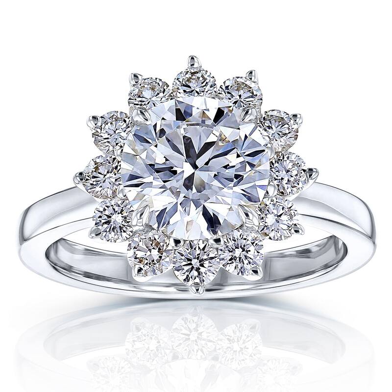 Kobelli 1.35 or 2.75 Carats Lab Grown Diamond Certified 14k Solid Gold Burst Halo Himawari Ring (EF/VS) - White - 11 - 2.75