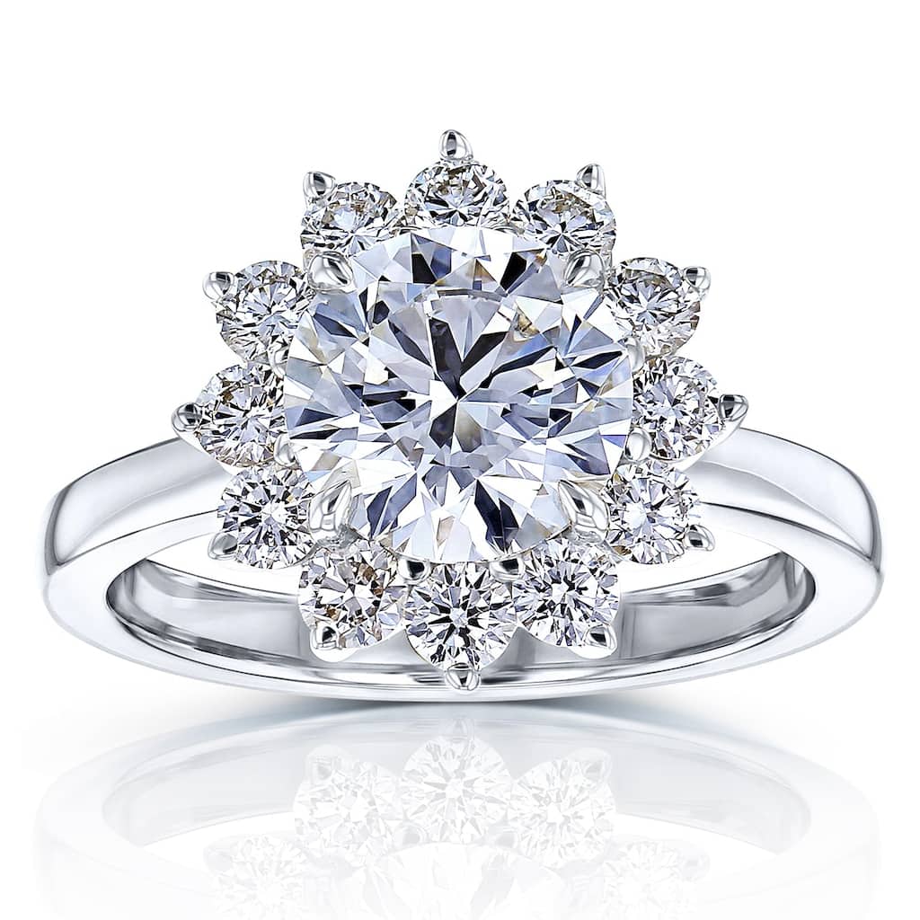 Kobelli 1.35 or 2.75 Carats Lab Grown Diamond Certified 14k Solid Gold Burst Halo Himawari Ring (EF/VS)