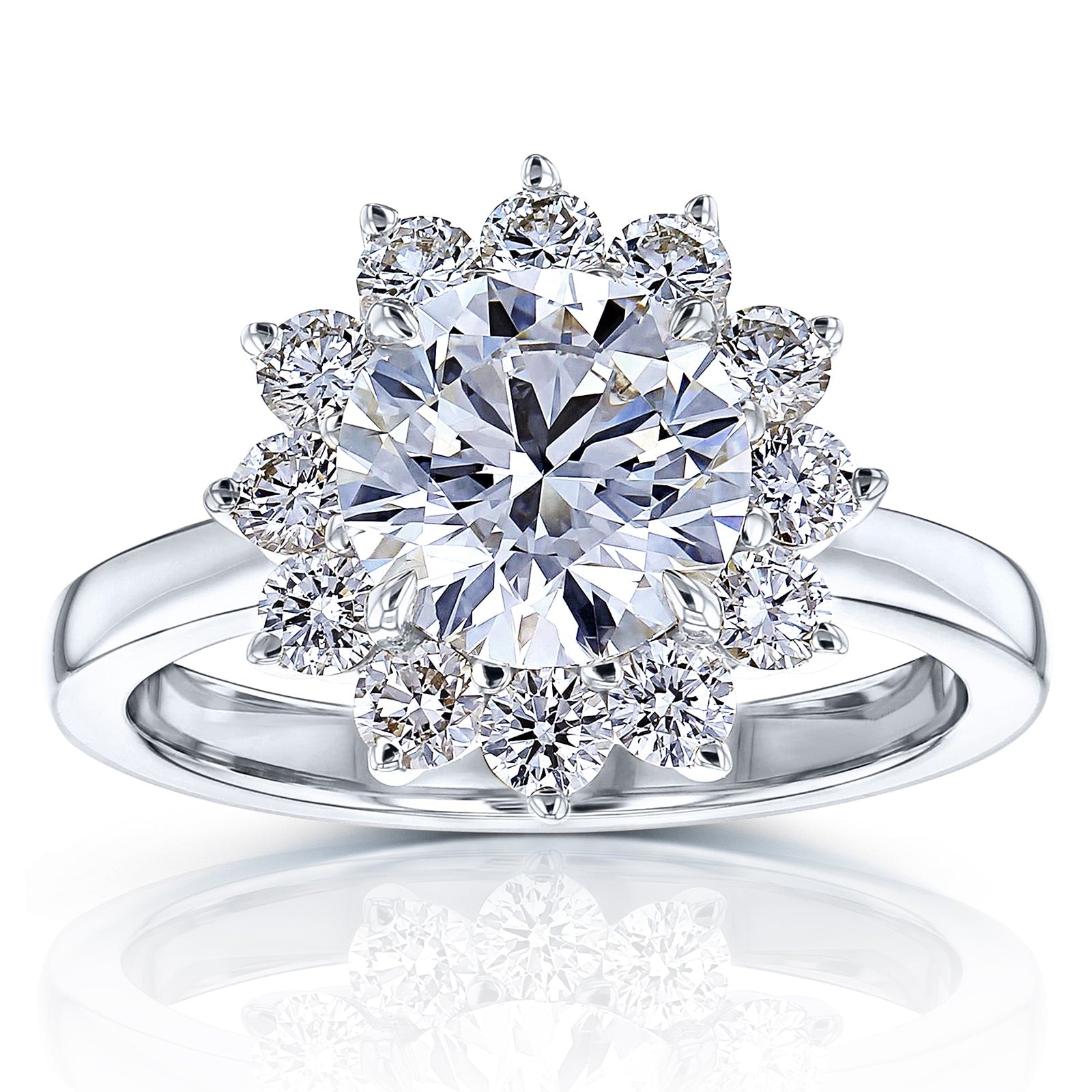 Kobelli 1.35 or 2.75 Carats Lab Grown Diamond Certified 14k Solid Gold Burst Halo Himawari Ring (EF/VS)